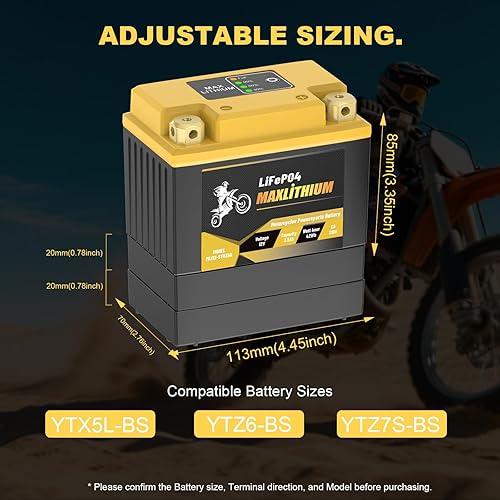 Miniatura 4 de YTX4L-BSYTX5L-BS - Batería de litio para motocicletas de 12 V, 2.5 Ah, 150 CA con BMS inteligente, YTZ5S-BSYTZ6-BS, compatible con bicicletas de