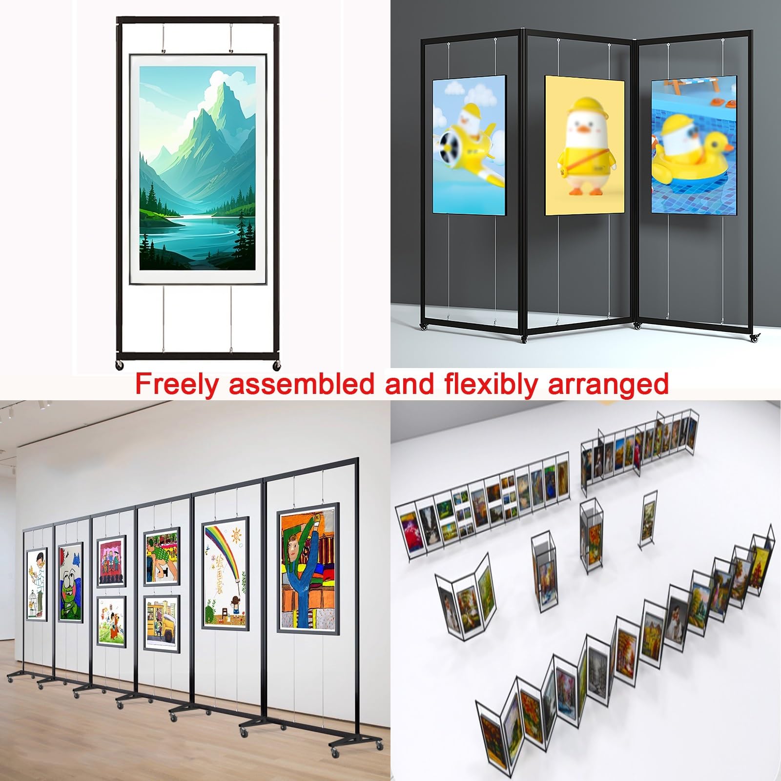 Caballete multifuncional con ruedas, soporte para carteles, 5 piezas, soporte de información para artistas carteles y anuncios, 120 x 220 cm