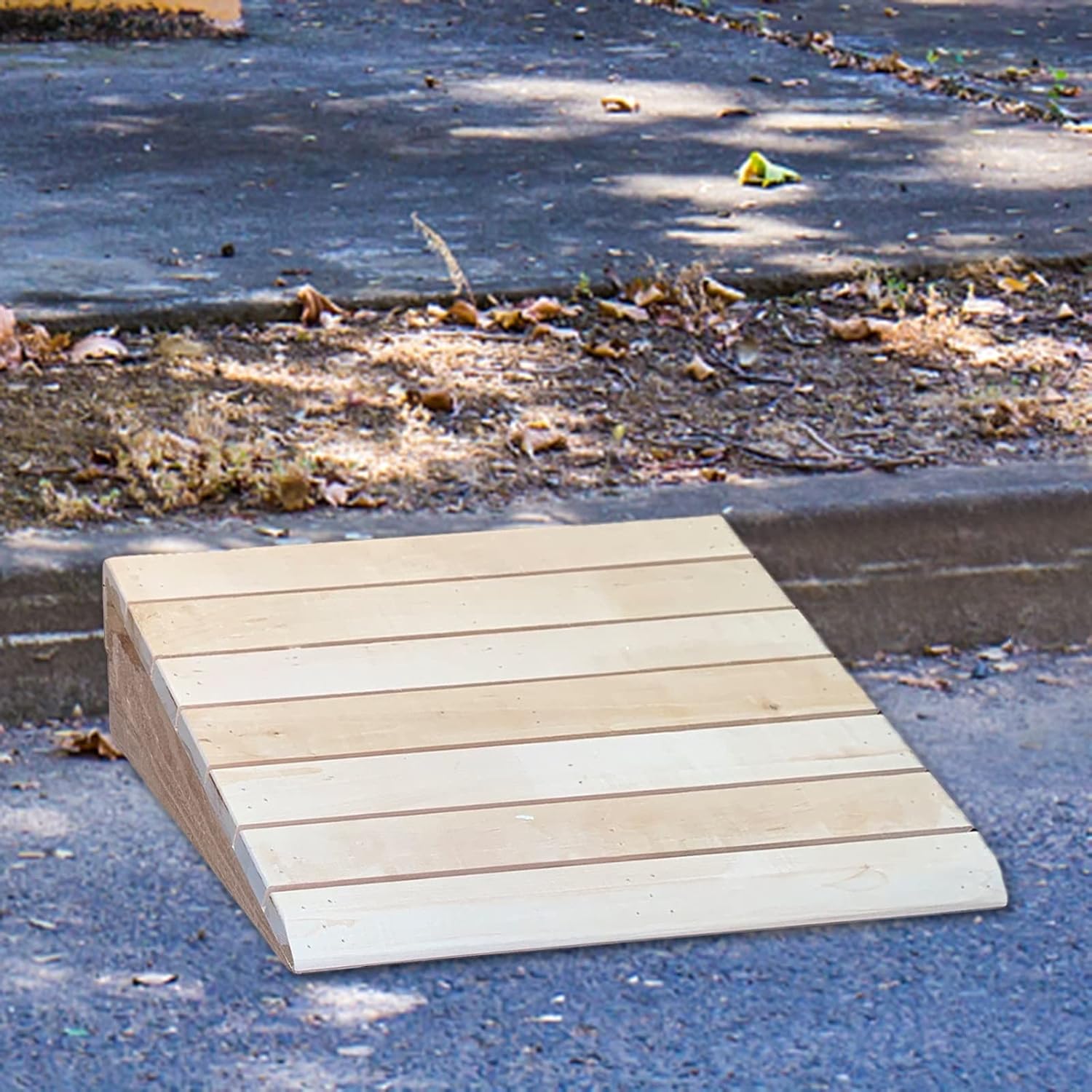 ZJMAMA 3/4/5/6/7/8 Inch Curb Steps Ramp, Wood Threshold Ramps for Home/Front Door