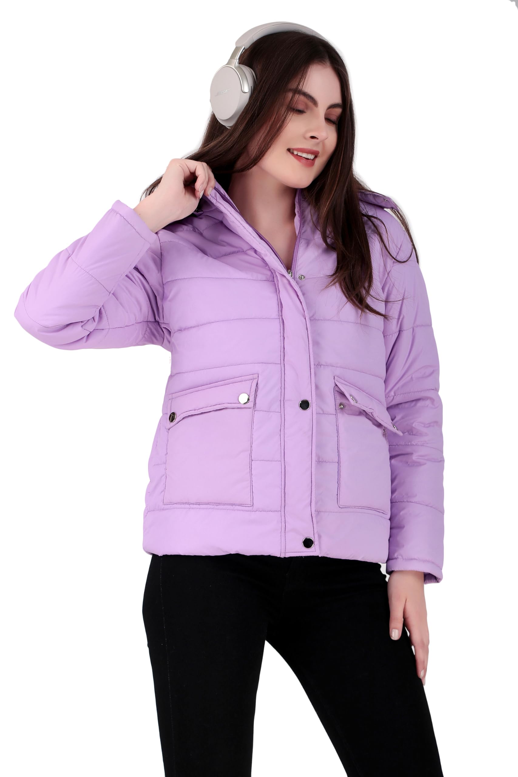 Women’s Hooded Puffer Jacket – Quilted Padded Winter Coat with High Neck, Zip & Button Closure, Warm Stylish Outerwear-image-38