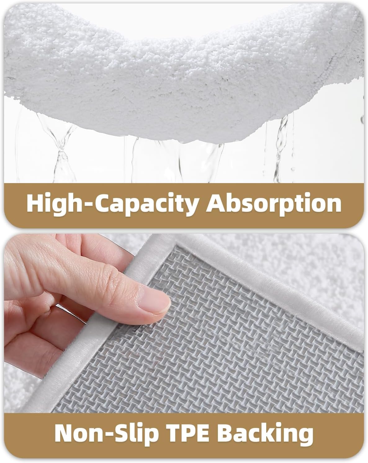 Color&Geometry Long White Bathroom Runner Rug, 24"x43" Absorbent Bath Rugs Non Slip Washable, Soft Bath Mats for Bathroom Floor, Shower, Bathtub, Laundry - Image 7