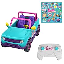 Hot Wheels Barbie Macchina Telecomandata – SUV RC, veicolo jeep con set di adesivi incluso, può ospitare due Barbie, spazio per tanti accessori nel cassone, giocattolo per bambini, 4+ anni, HTP53
