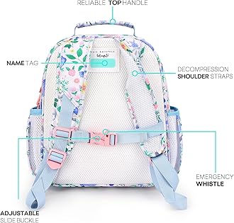 mibasies Kids Backpack for Girls: Girls Backpack 5-8 - Kindergarten Elementary School Bookbag for Girl - Floral Sky Blue