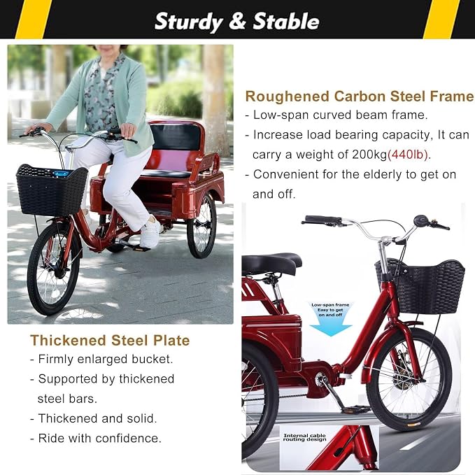 Triciclo adulto plegable 20 pulgadas con asiento y frenos miniatura 3