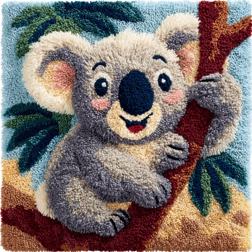 kitphoenix Crochet Pillow Making Kit,Koala 43X43Cm Hand Knitted Cushion Material Set,Complete Craft Accessories with Tutorial,Warm Home Decoration for Living Room Bedroom