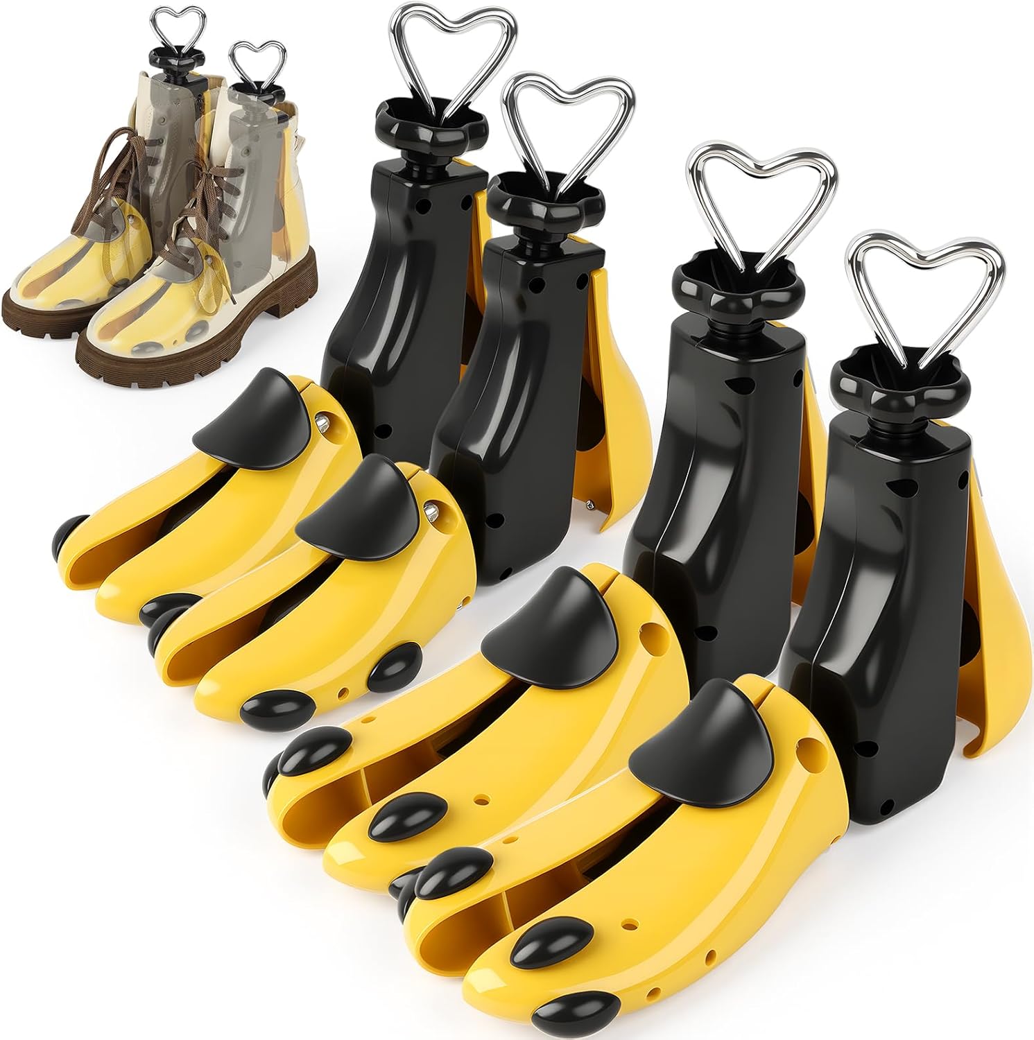 VZZNN 4 Pack Shoe Stretcher Women Men Bulk, Shoe Tree Adjustable Boot Widener Stretcher,Shoe Widener Stretcher for Shoe Toe Box Stretcher, Leather Shoe Stretcher Flats, Loafers, Sneakers