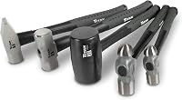 Titan 63125 5-Piece Hammer Set: 16oz & 32oz Ball Pein, 32oz Rubber Mallet, 3lb Sledge & Cross Pein - Shock-Absorbing Fiberglass Handles