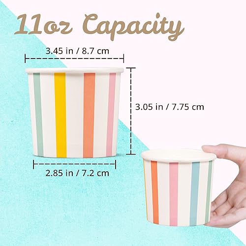 Miniatura 4 de MATICAN Tazas de helado de papel, 50 unidades de 11 onzas, cuencos desechables para postres para alimentos fríos o calientes, suministros de fiesta