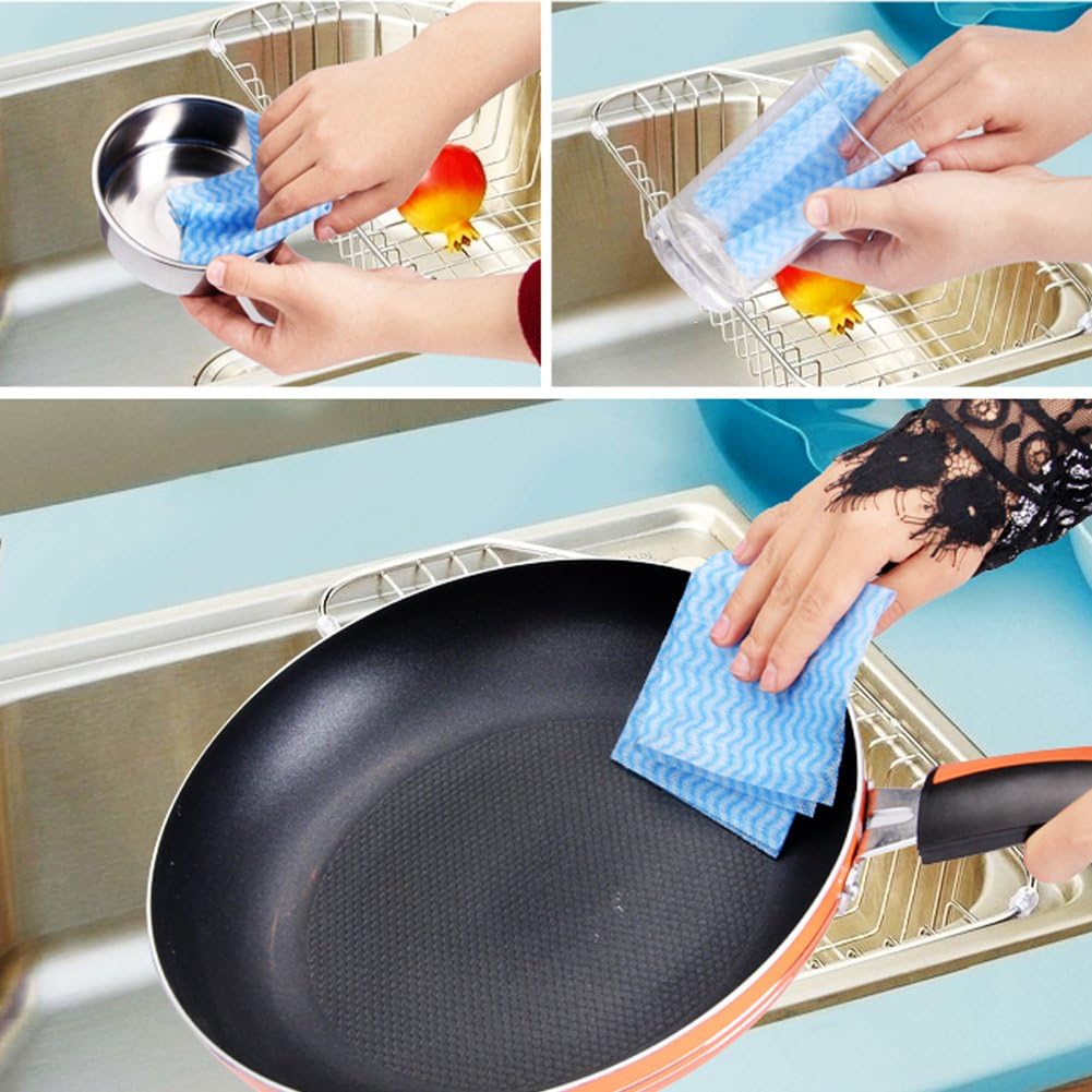 Disposable Cleaning Towel (2 Rolls /100pcs) Paper Towels Multipurpose Fabric OTP Nonwovens Non-Woven Kitchen Disposable Cleaning Nonstick Wiping Rag House Cleaning Cloth Washcloth Towel
