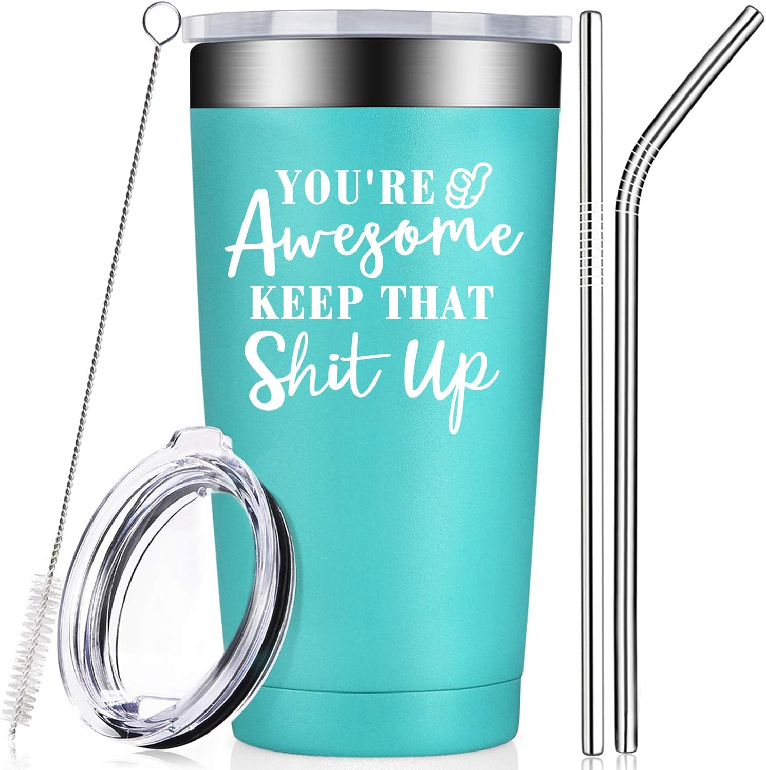 You're Awesome Keep That Up Mug Tumbler, Thank You Gifts, Funny Christmas Birthday Gift, New Job, Congratulation, Encouragement, for Women Friends, Men, Boss, Employees, BBF, Sister, Coworkers - Mint