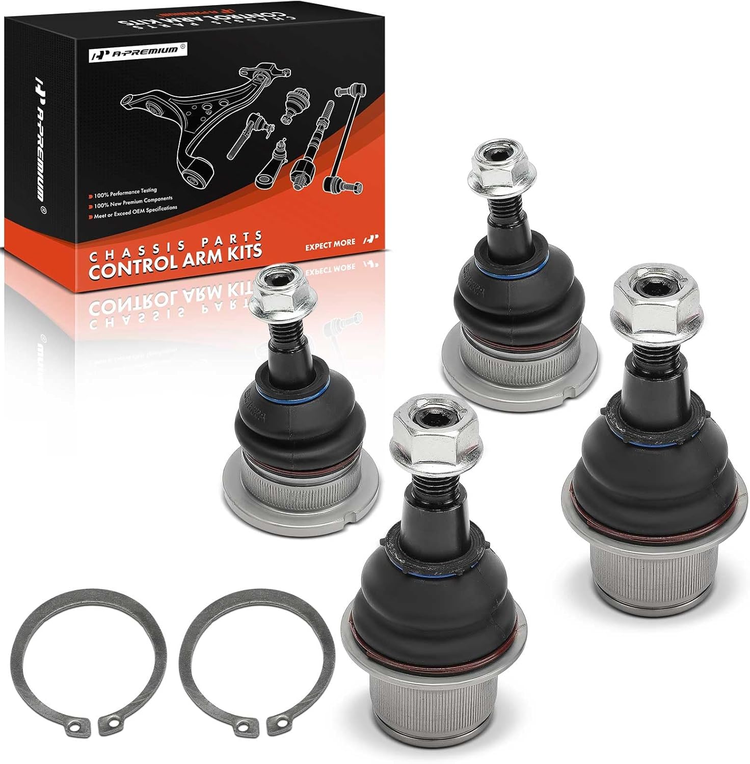 A-Premium Set of 4, Front Lower & Upper Ball Joints Kit, Compatible with Land Rover LR3 2005 2006 2007 2008 2009