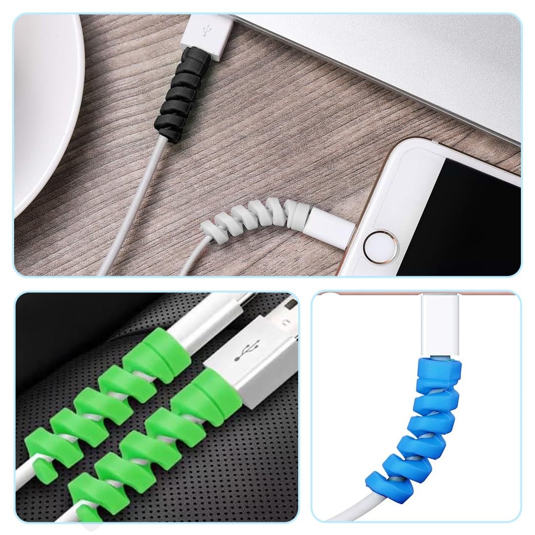 JEYORZY 28 pezzi, protezione per cavi di ricarica, universale, protezione per cavi di ricarica, in silicone, per tutti i cavi di ricarica, cavo USB
