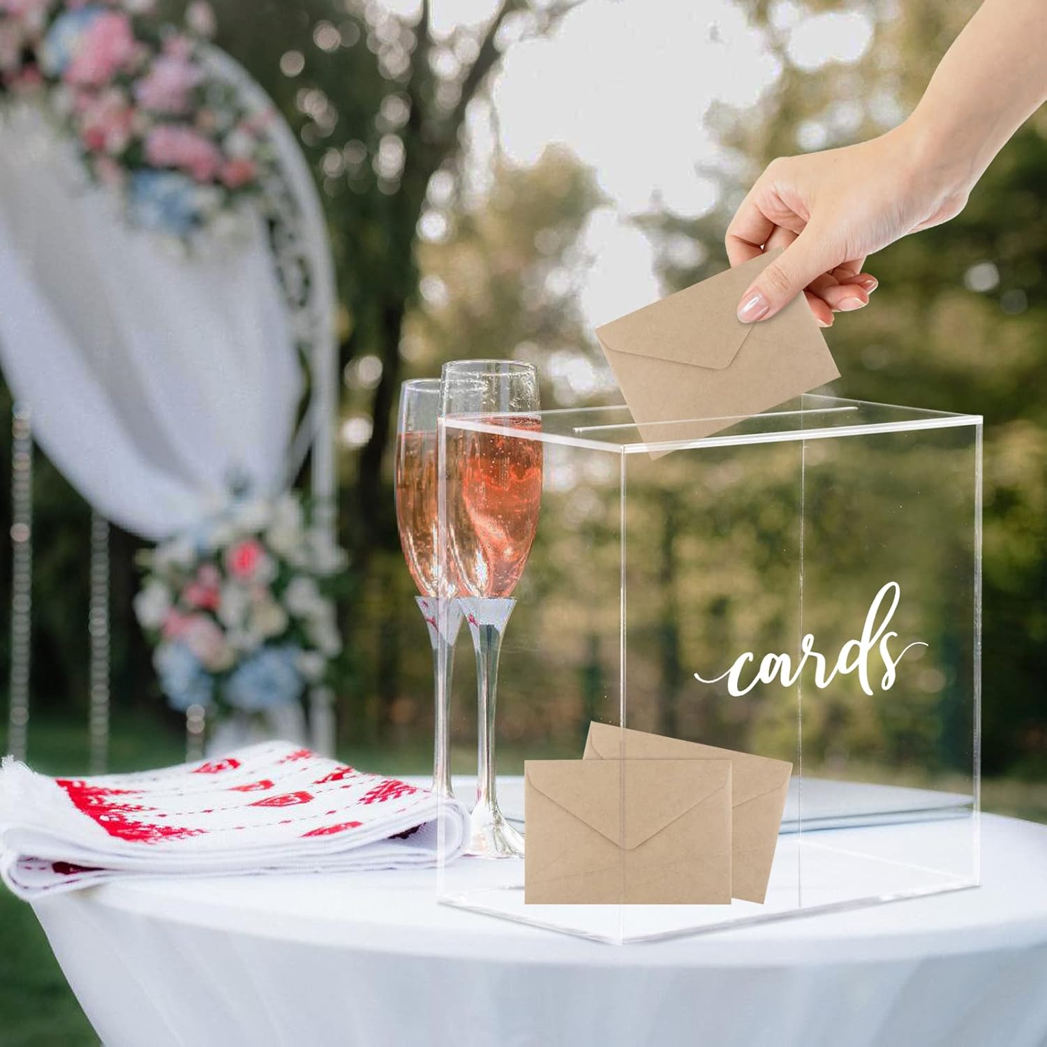 Acrylic Card Box Wedding with Slot Elegant Large Blank Clear Gift Card Boxes for Reception, Party, Money Box, Wishing Well, Graduation, Birthday, Baby Shower