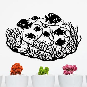 RESACO Metal Fish Wall Decor Nautical Coral Room Art Underwater Scene Design for Coastal Themed Interiors Beach House Nautical Decor