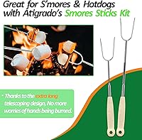Vista 2 de Palitos para asar malvaviscos, palos de 32 pulgadas de largo para hoguera, palos resistentes para perros calientes para fogatas, brochetas