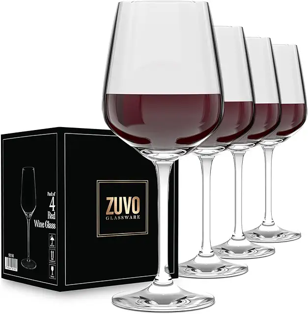 Zuvo Large Red Wine Glasses Set of 4 - 500ml Crystal Clear Stemware