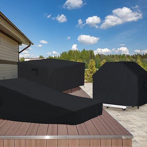 Miniatura 8 de ABCCANOPY Funda de mesa cuadrada resistente para muebles de exterior, universal, impermeable y resistente al polvo, resistente al viento, al