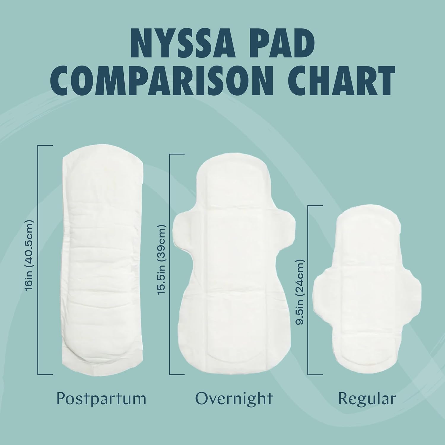 Nyssa Organic Cotton Cover Overnight Pads, Super Absorbency – Extra Long Menstrual Pads with Wings, 15.5 Inch – Chlorine Free & Fragrance Free (2-Pack) image 3