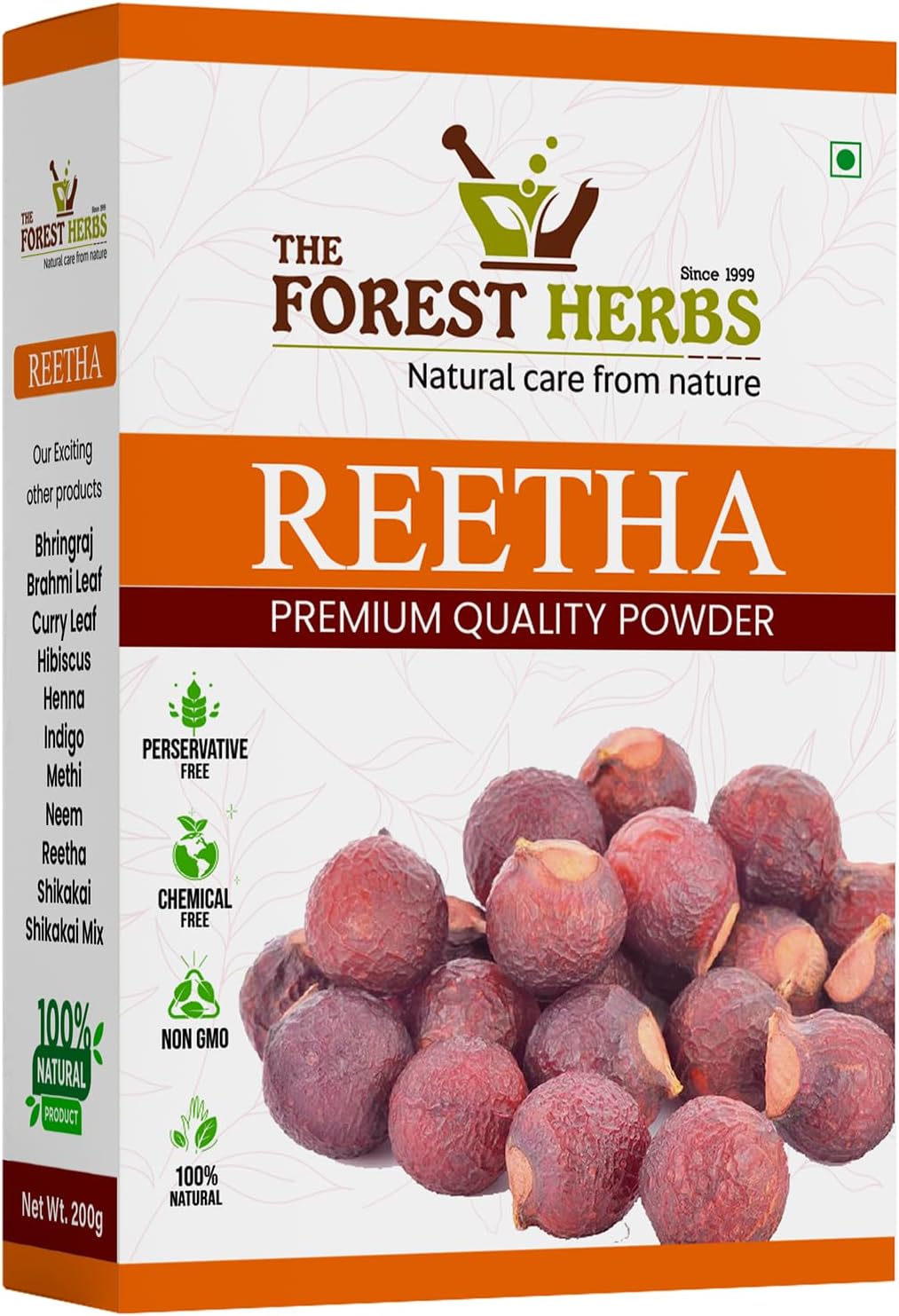 Forest Herbs 100% Natural Organic Reetha Powder For Hair Growth - 100 Grams