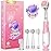 Toddler Electric Toothbrush Kids Age 1-2-3 Years Old, Infants & Baby Electric Toothbrush with Finger Tooth Brush, Cute Cover, LED Light, 2 Minutes Timer, 4 Brush Heads, Suction Cup (Pink Astronaut)