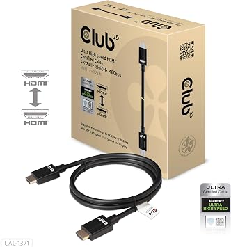 Club3D CAC-1371 Ultra High Speed HDMI 2.1 Certified 4K 120Hz 8K 60Hz M/M Cable 1m - 3.28ft