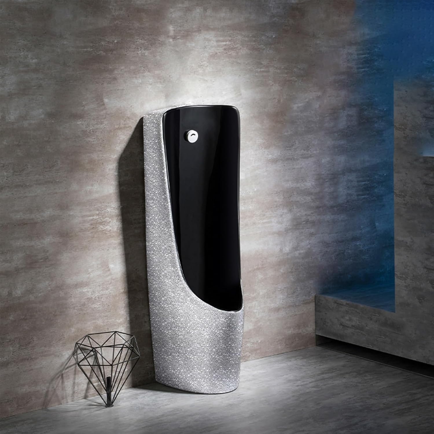 Wall Mounted Ceramic Urinal, with Sensor Flush Valve, Hidden Drain, for Home/Commercial Use(98x36x35cm/38.6x14x13.8in)