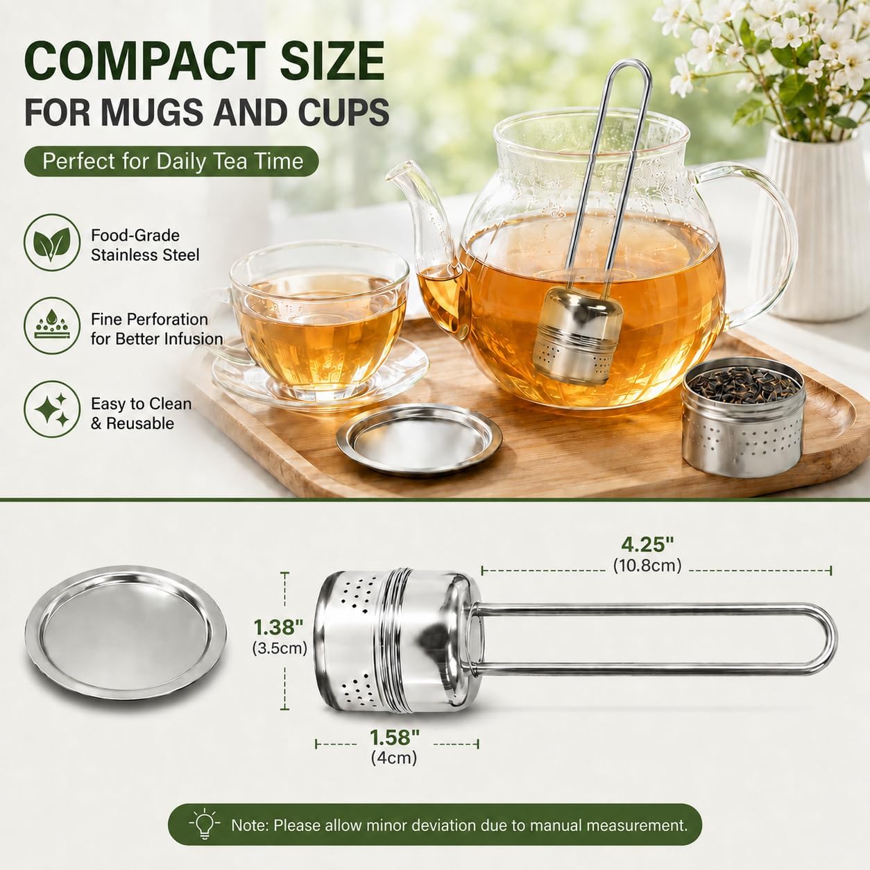 2 Pack Tea Infuser, Stainless Steel Loose Leaf Tea Steeper