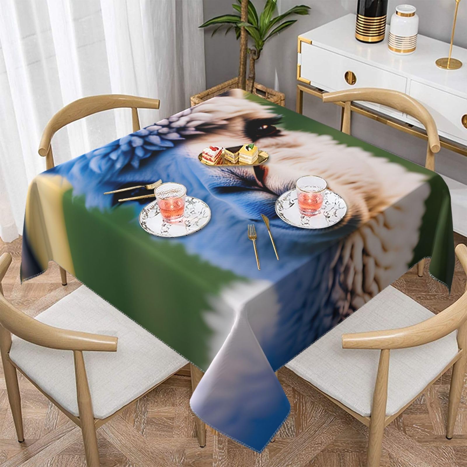 Nappe carrée lama textile doux décoration salle à manger Noël