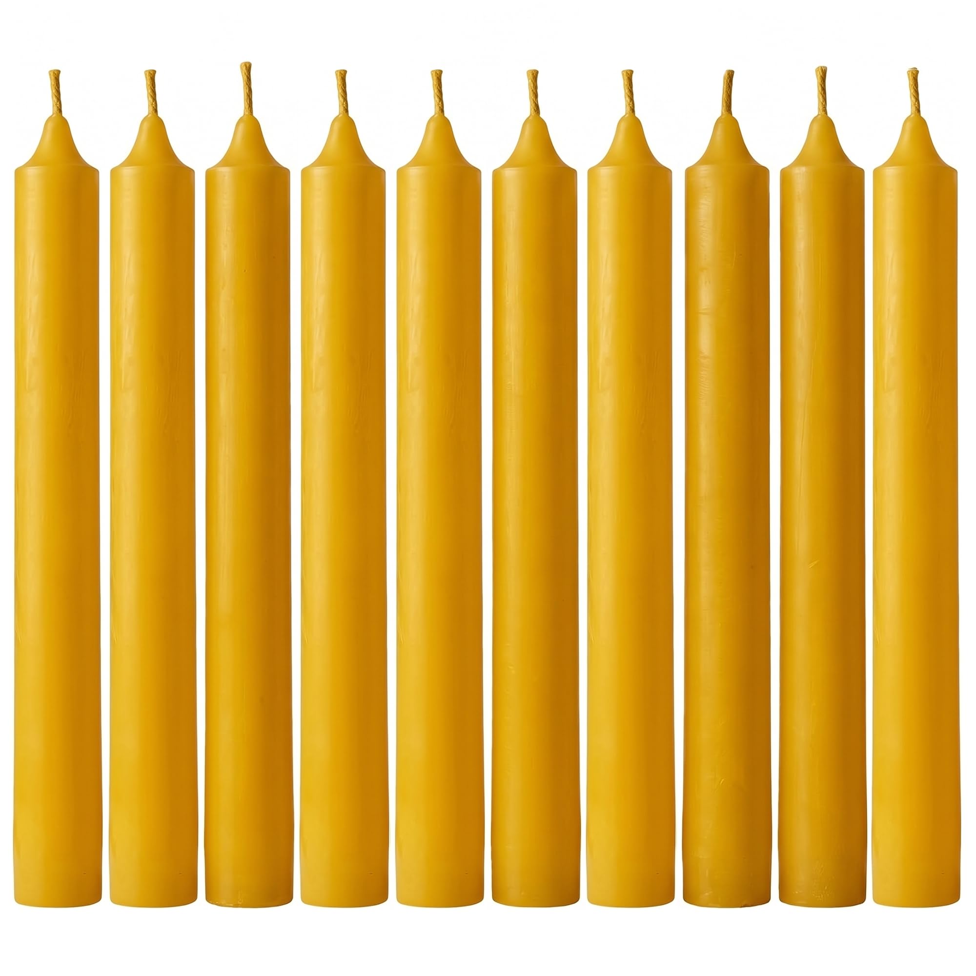 Tezraftaar® 50 x Tapered Dinner Candles Yellow Paraffin Wax Unscented Long Burning 190mm Candle for Church Birthday Parties Restaurants Dining
