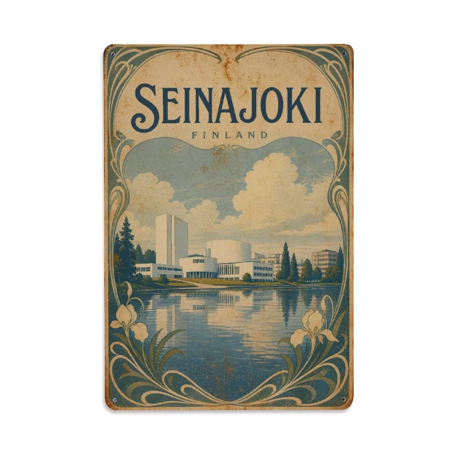 Metal Tin Sign Vintage Travel Finland Seinajoki