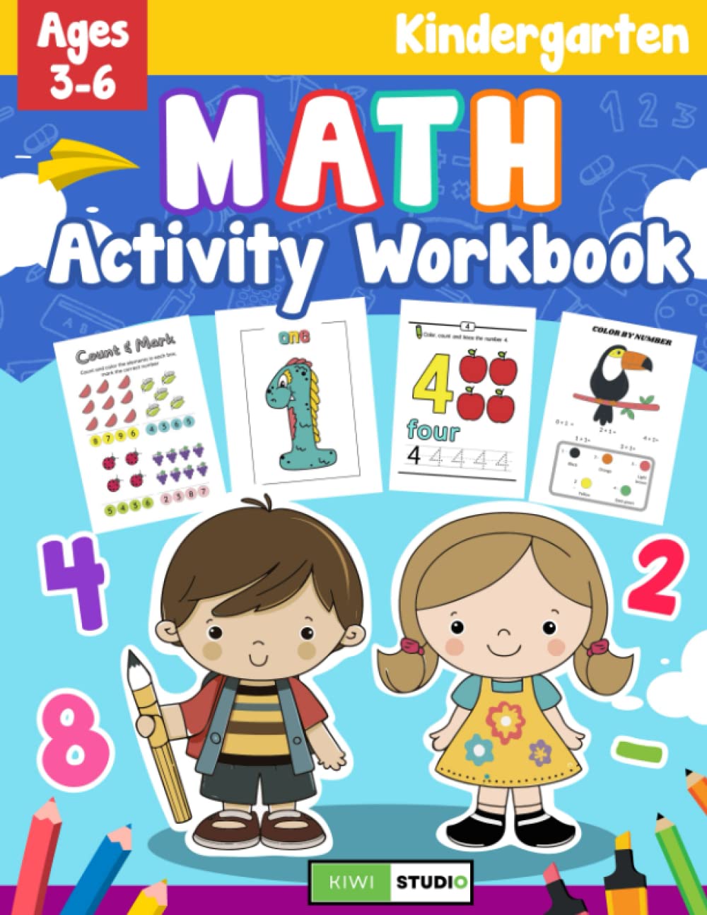 Kindergarten Math Activity Workbook: Basic Mathematics Learning Book for Preschool and 1st Grade Children| Fun Activities Addition & Substraction + Worksheets for Kids Ages 3-6 thumbnail