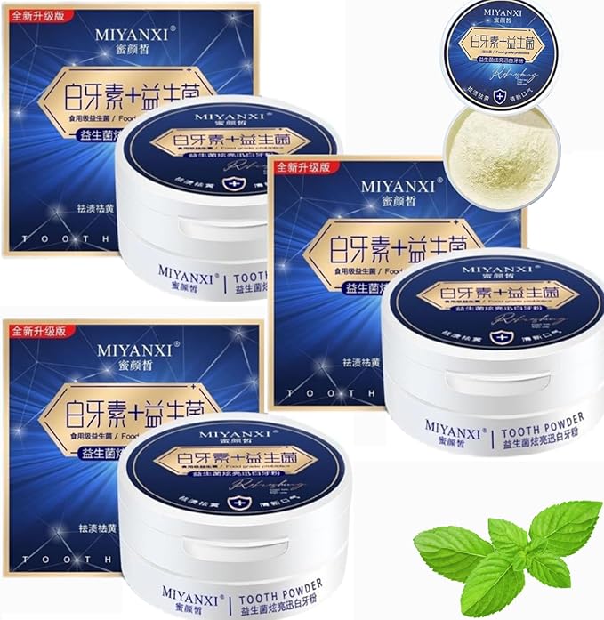 Miyanxi Tooth Powder, Miyanxi Teeth Whitening,Teeth Whitening Powder for Tooth Whitening, Toothpaste Powder Teeth Whitener, Tooth Whitening Effective Remover Stains from Coffee, Smoking (3pcs)