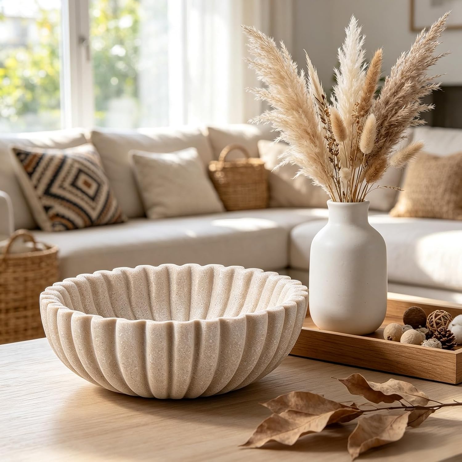 UFORU 10 Inch Large Ruffle Decorative Bowl,Fruit Bowl for Kitchen Counter
