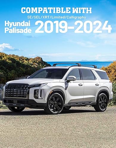 Miniatura 6 de HmmtyRack Barras transversales para techo de automóvil para Hyundai 2019-2023 Palisade SESELXRTLimitedCaligrafía con cerradura, barra transversal de