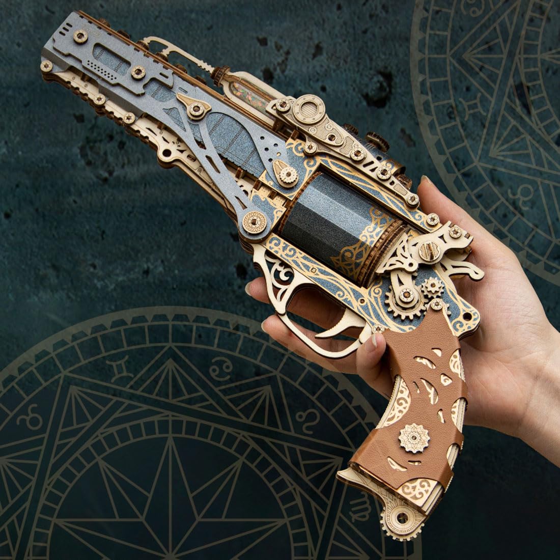 グールリボルバー　キット Amazon | 男性へのギフト、リボルバー3D木製パズルキット、木の弾丸と