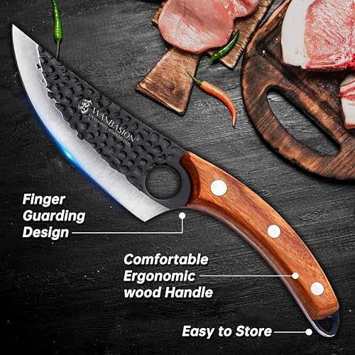 Miniatura 4 de Wanbasion Cuchillo de carnicero japonés para cortar carne, cuchillo de chef de cocina, cuchillo de chef profesional de acero inoxidable de alto