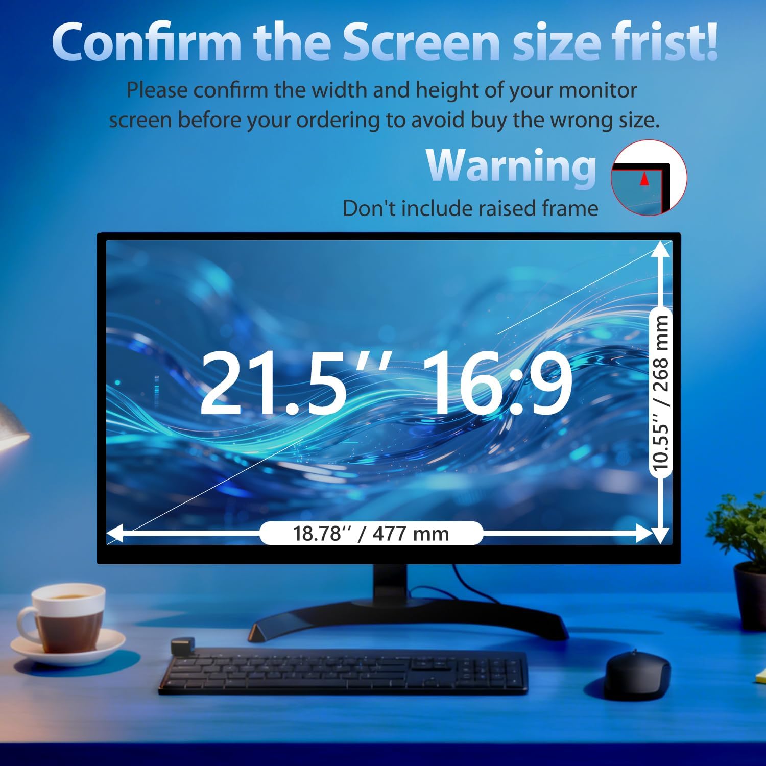 [2 Pack] 21.5 Inch Computer Privacy Screen Filter for Monitor 16:9 Aspect Ratio, Eye Protection Anti Blue Light Privacy Shield and Anti-Glare Protector, Removable Anti-Scratch 21.5in Protector Film