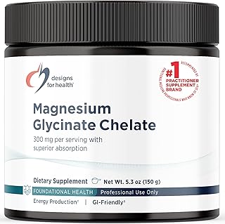Designs for Health Magnesium Glycinate Powder - 300mg Powdered Chelated Magnesium Bisglycinate Supplement - Non-GMO Great-Tasting Drink Mix Add-in, Orange Flavor (30 Servings / 150g)