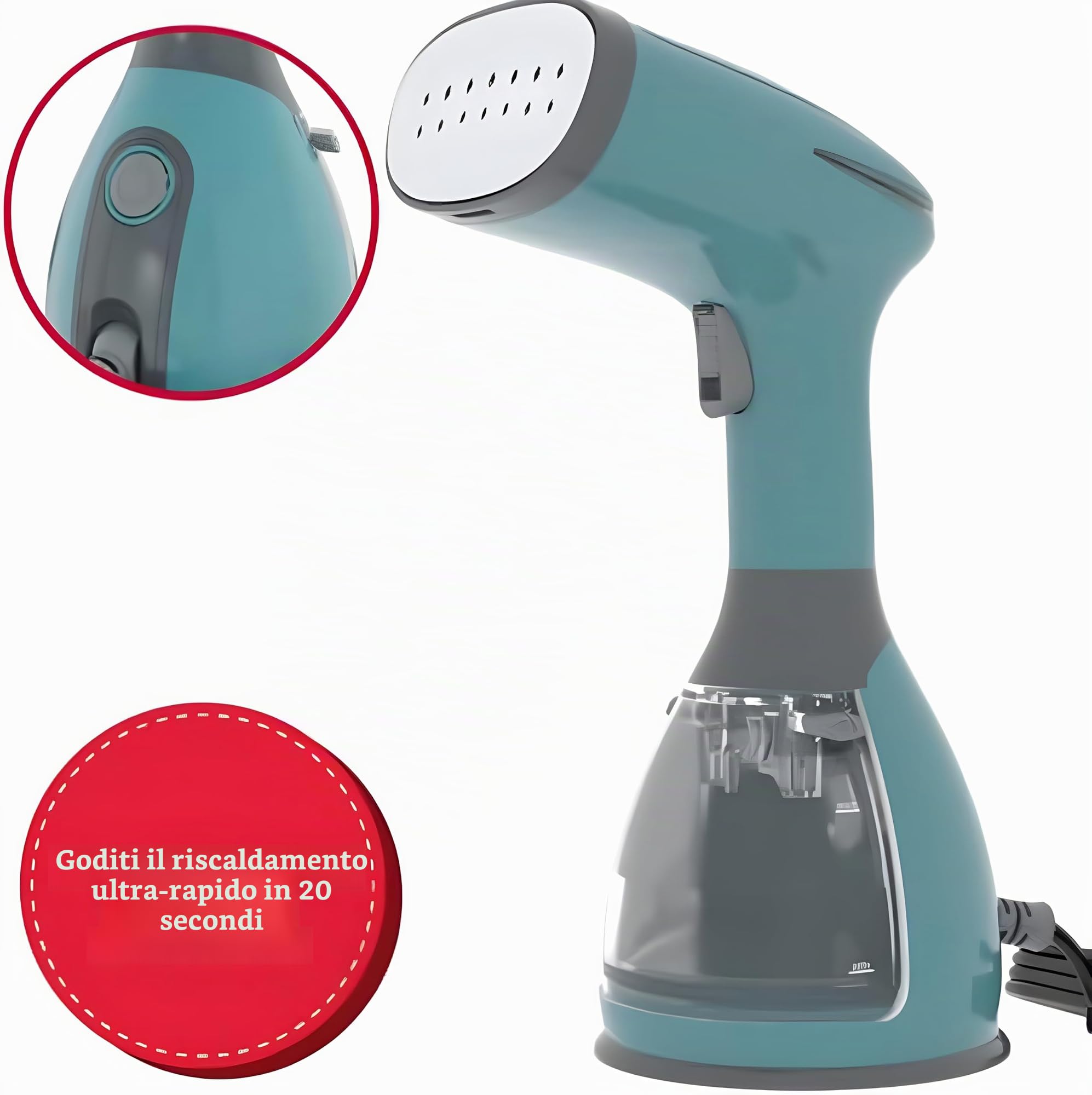 Singer, Ferro da Stiro Verticale Portatile a Vapore, Stiratrice, Utile per Stirare e Igienizzare i Tuoi Capi, Riscaldamento Rapido in 20s, Potenza 1500W, Serbatoio 280ml