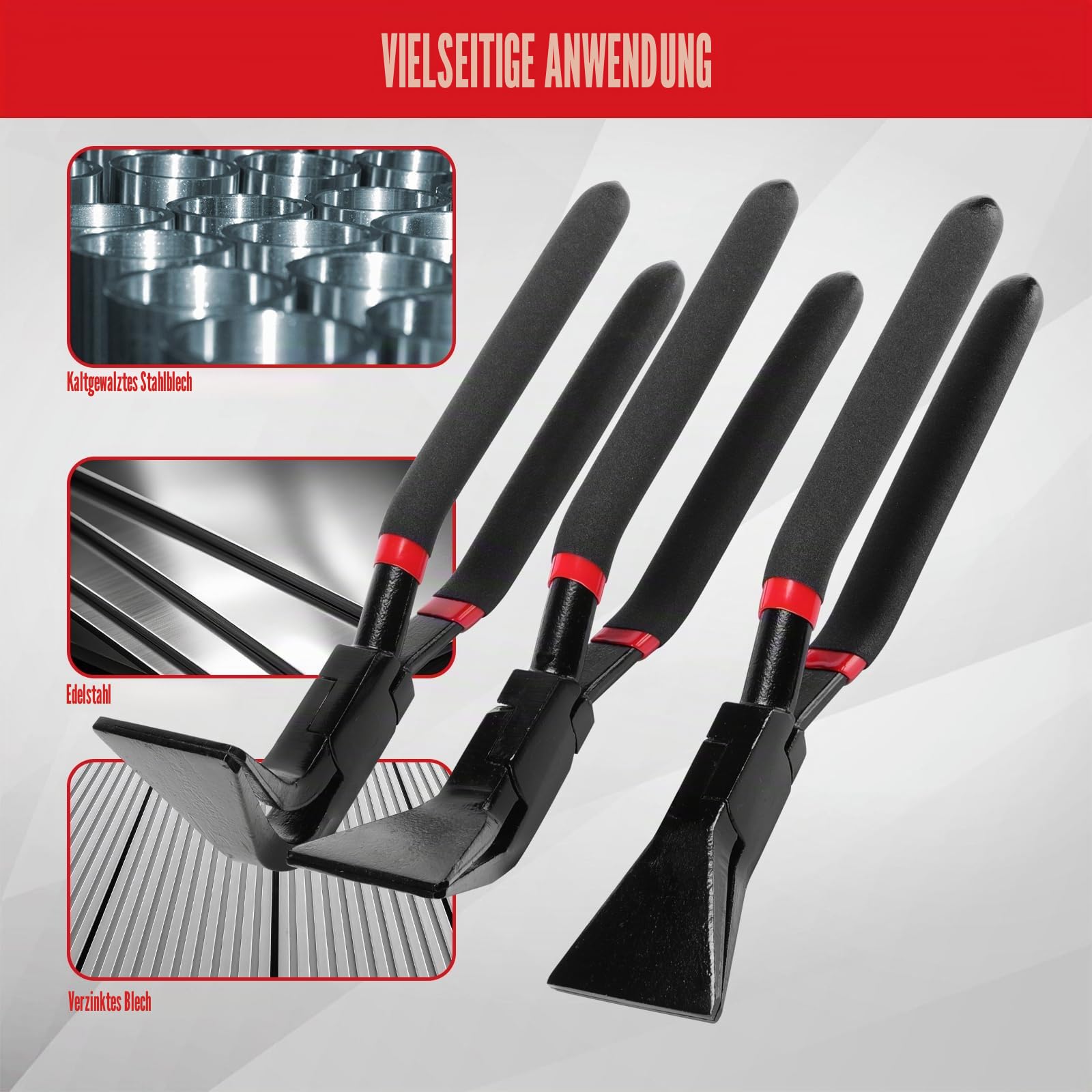 MIXPOWER 3-Piece Folding Pliers Set, Straight [0°], [45°] and [90°], Carbon Steel Black Burnished