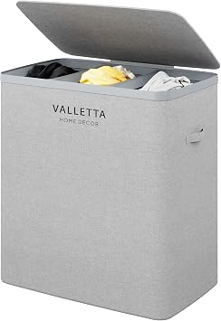 Valletta Paloma 120L Üç Yıkanabilir Bölmeli Katlanabilir Kumaş Kirli Çamaşır Sepeti Light Gray