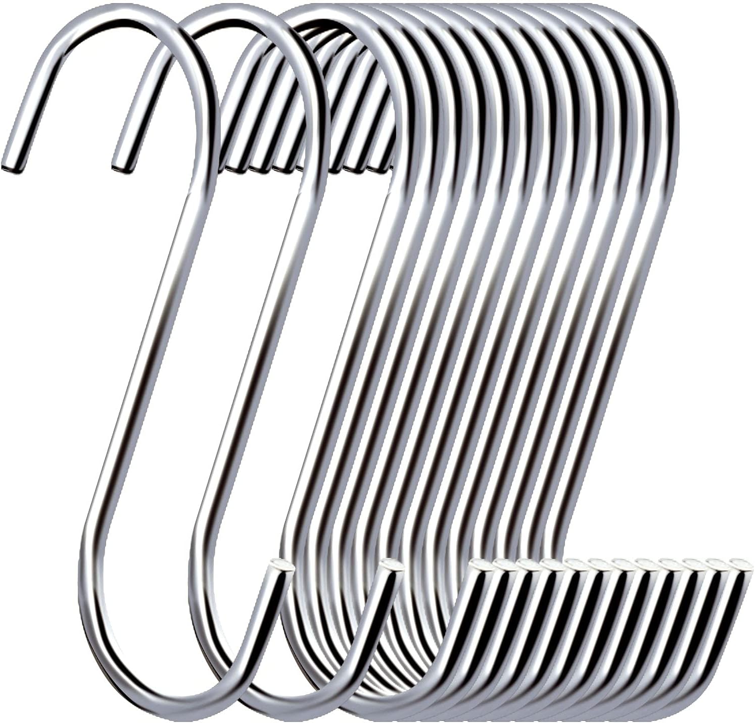 ESFUN 30 Pack 3.7 inch Metal S Hooks Steel S Hooks Plants Hanging Hangers for Kitchen Pans Pots Bags Purse Jeans Jewelry Towels