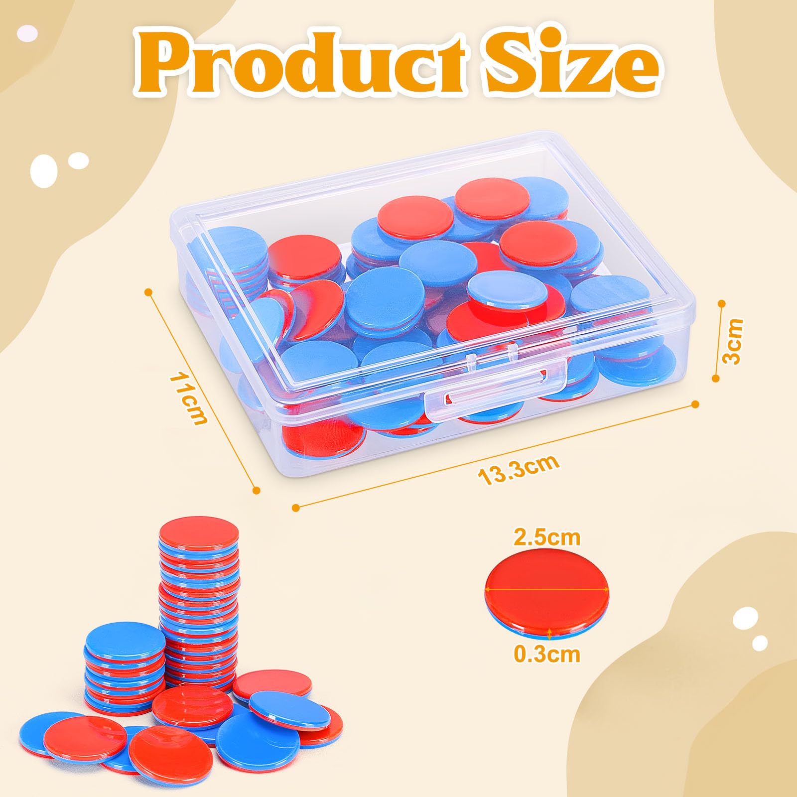 Gettoni reversibili in plastica rossa e blu per scuola primaria, contatore aritmetico con scatola