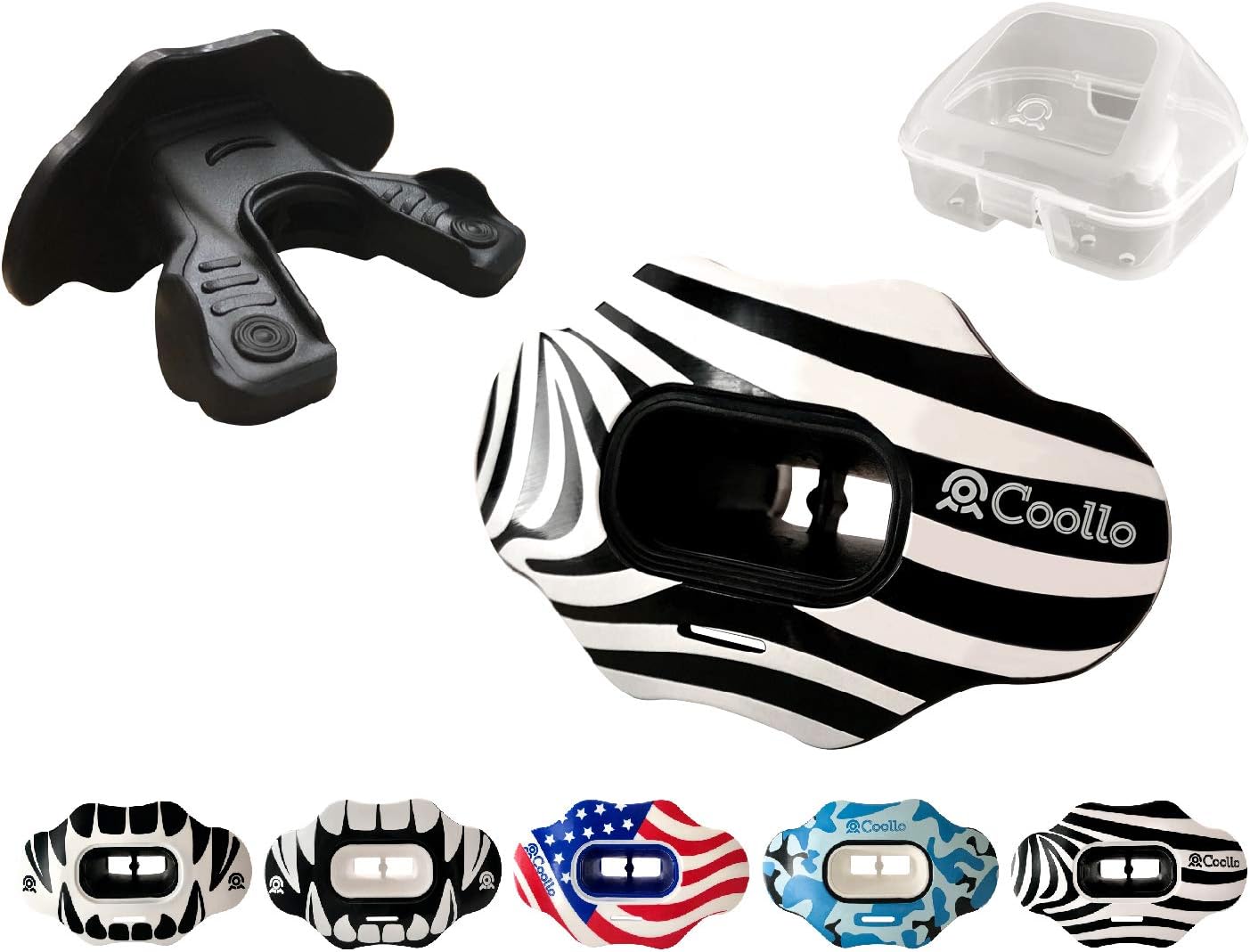 COOLLO Sports Lip Guard Mouthguard MAXX/ Might Football & High Impact Sports Lip Protector Adults & Youth USA Flag & Fangs(Strap Included) : Sports & Outdoors