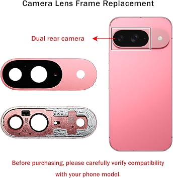 Pixel 9 バックガラス交換用 Google Pixel 9 5G リアバックカバー ガラスハウジングドア カメラレンズ付き、テープとツールキットPixel 9 Pro/9 Pro XLには対応していません-牡丹