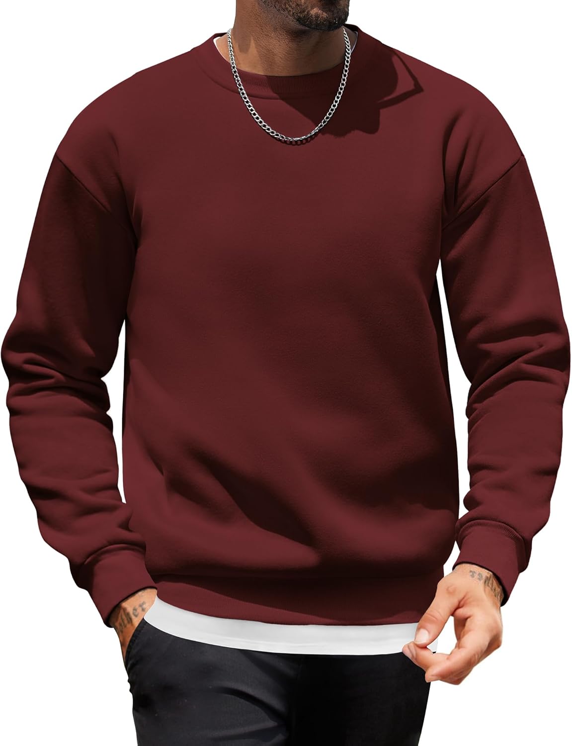 COOFANDY Men's Crewneck Sweatshirts Long Sleeves Fleece Sweatshirts Thermal Casual Pullover Shirt
