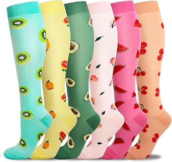 Compression Socks for Women and Men 6 Pairs Compression Stockings Comfortable Flight Socks Support for Running,Cycling, Nursing, Travel, Hiking