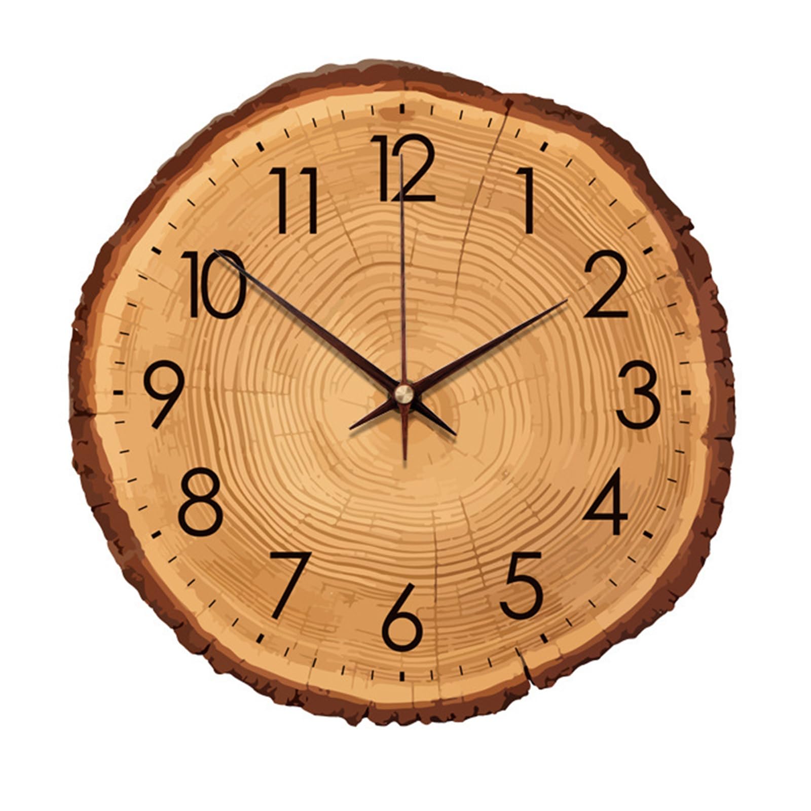 Sohodoo F Armhouses Wood Grains Annual Rings Wall Clock,Annual Ring Tree Stump Design,Quiet Quartzs Not Ticking Battery Operated Or Living Room Decors Wall Clock