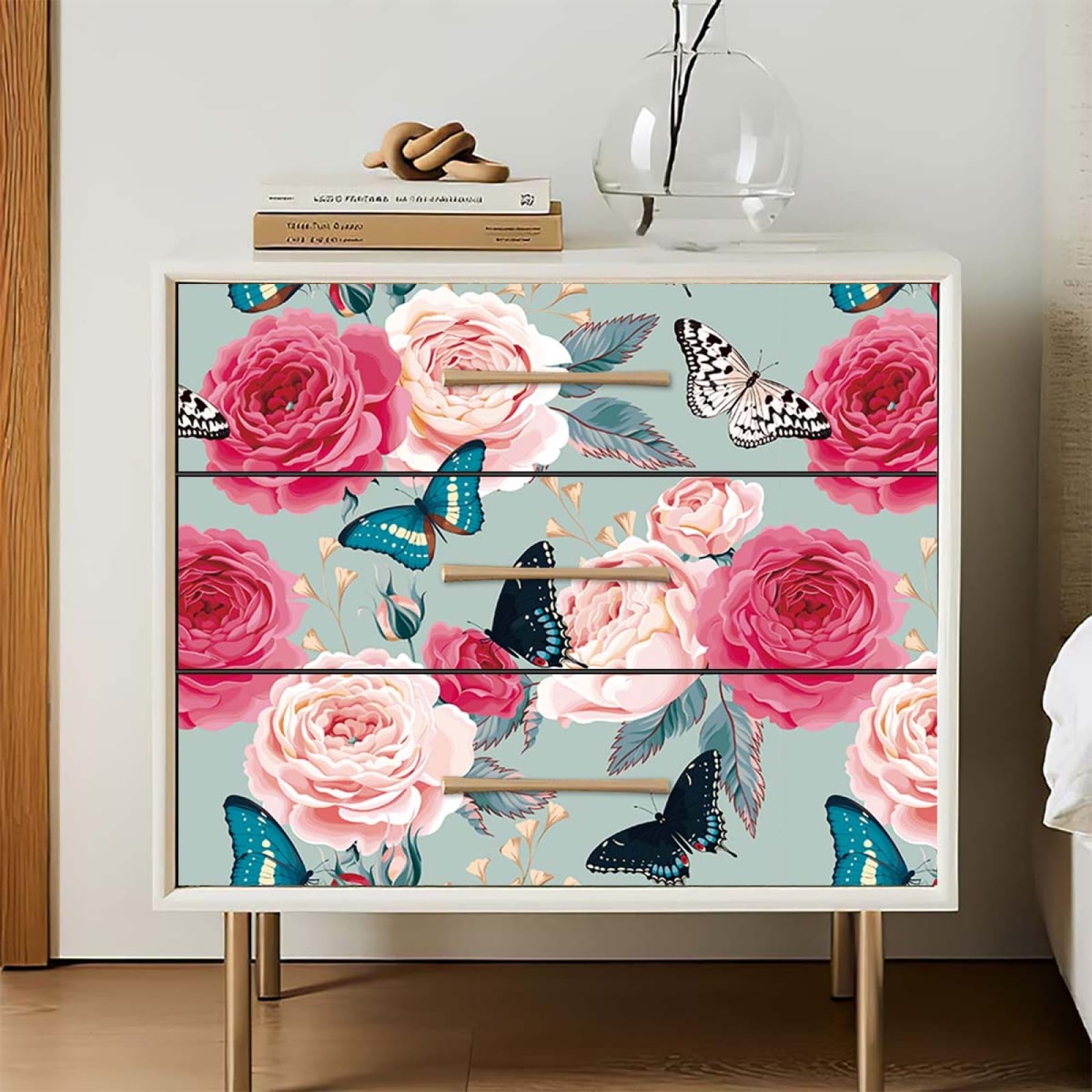 Naklejki na płytki 45 x 60 cm kwiat motyl kij na płytkach kuchnia rozpryski odklej i podłoga 3D samoprzylepna ściana DIY sztuka dekoracje do domu