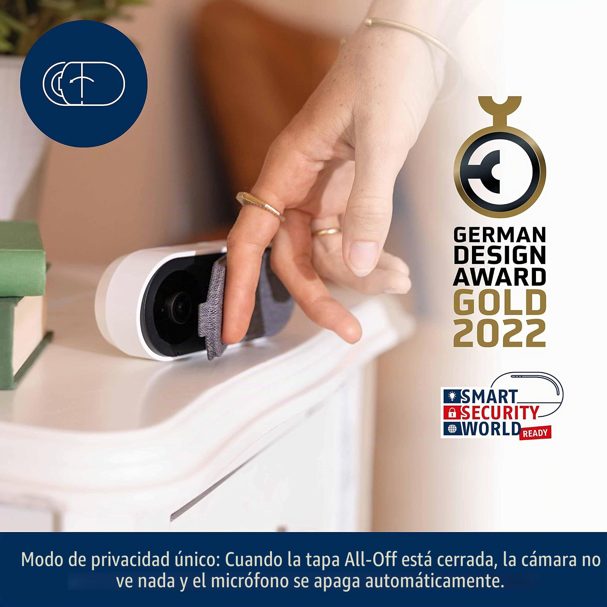 ABUS Cámara de interior PPIC31020 WLAN Privacy - Full HD, 180° y WiFi Dual | Cámara de vigilancia con modo privacidad, visión nocturna, audio bidireccional y almacenamiento local en tarjeta microSD